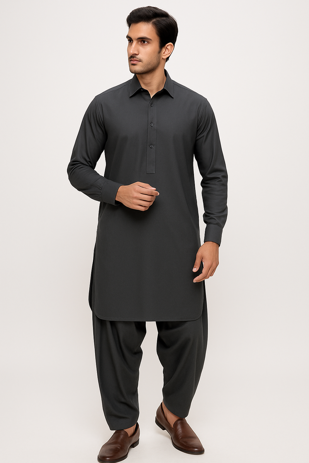 The Royal Dark Charcoal Grey Shalwar Kameez for Men